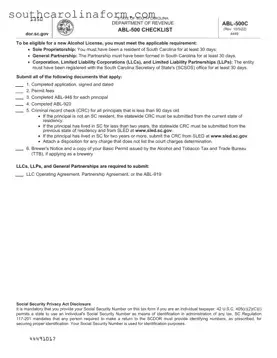 Free South Carolina Abl PDF Template