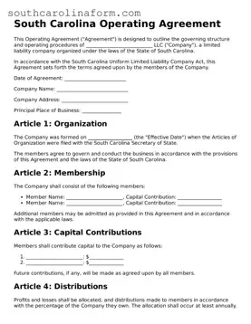 Valid Operating Agreement Document for the State of South Carolina