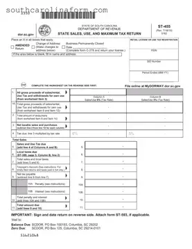 Free State Of South Carolina St455 PDF Template